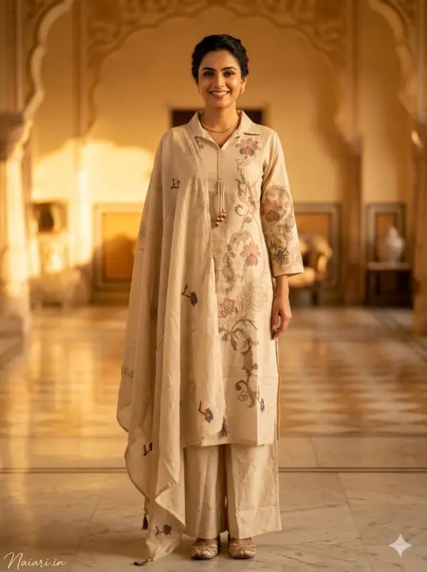 Khadi Cotton Embroided 3 Piece Set